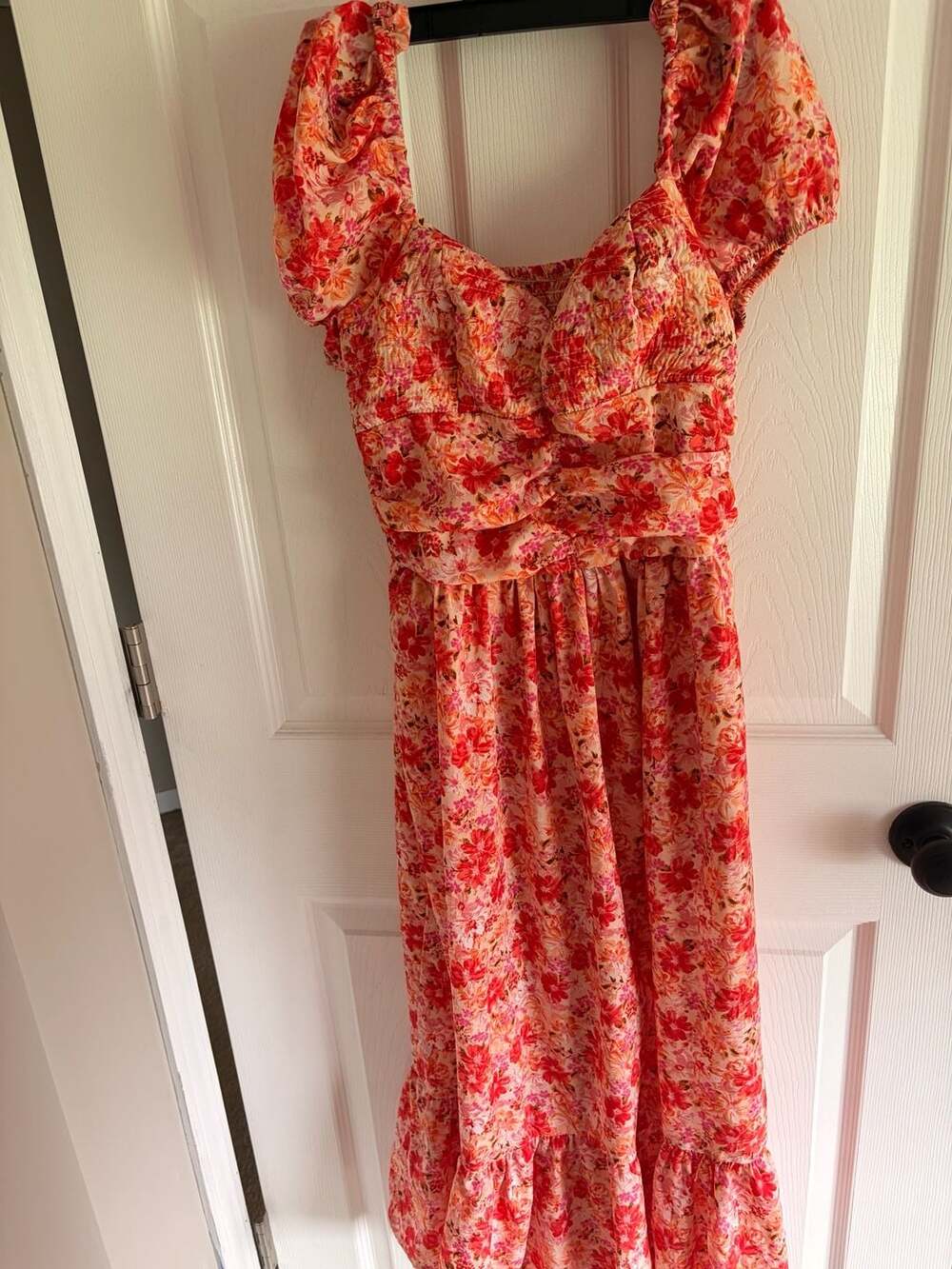 Band of the Free Floral Smocked Puff Sleeve Midi Dress Size M